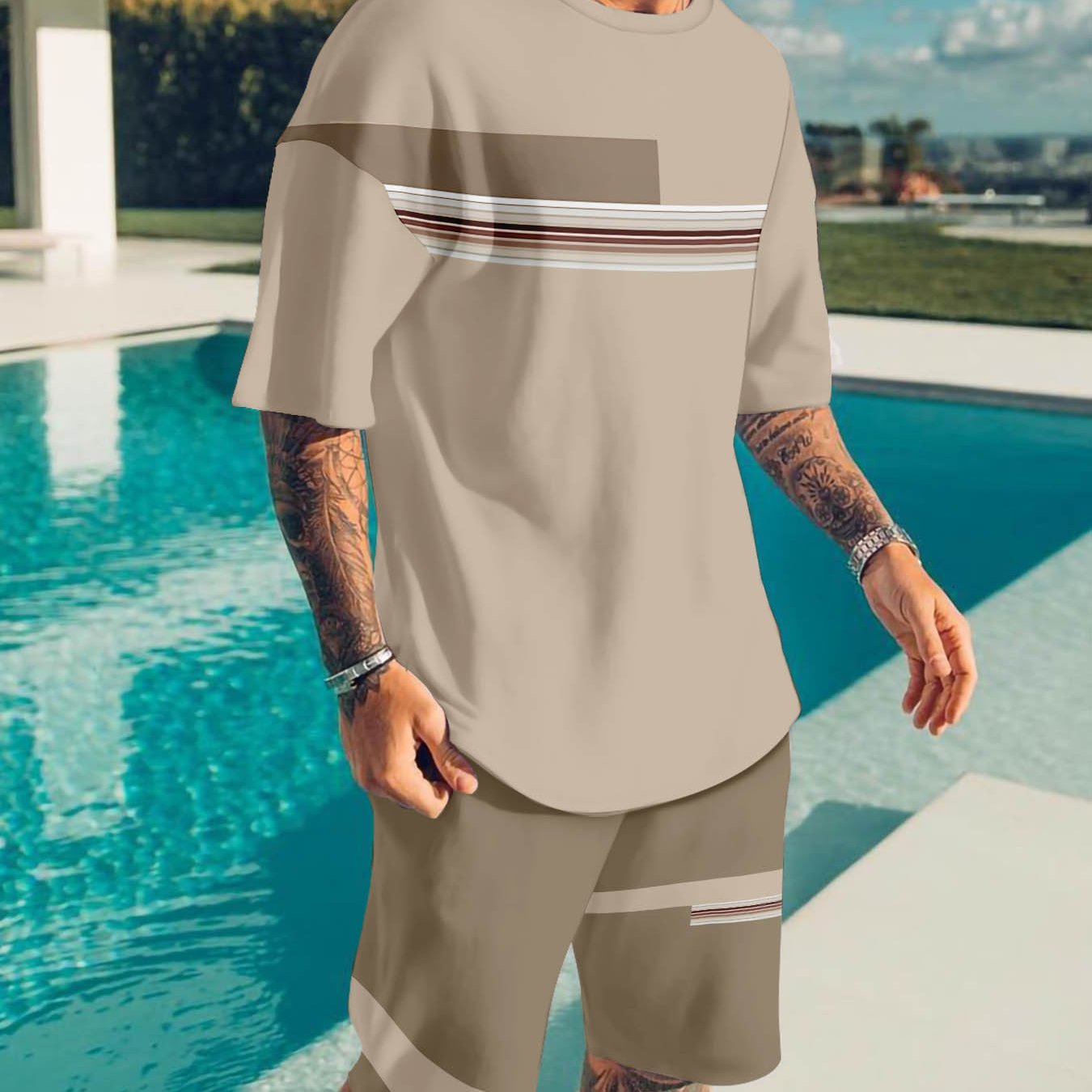 Men'S Breathable Outdoor Casual T-Shirt And Shorts Set