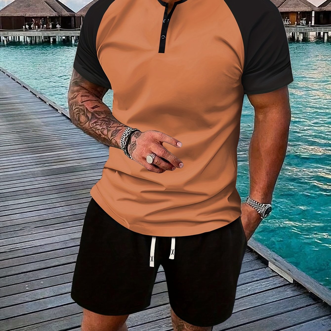2-piece Men's Casual Summer Vacation Outfit Set
