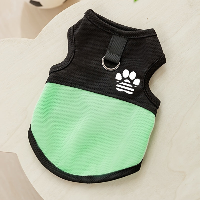 Breathable Mesh Dog Vest with Paw Print