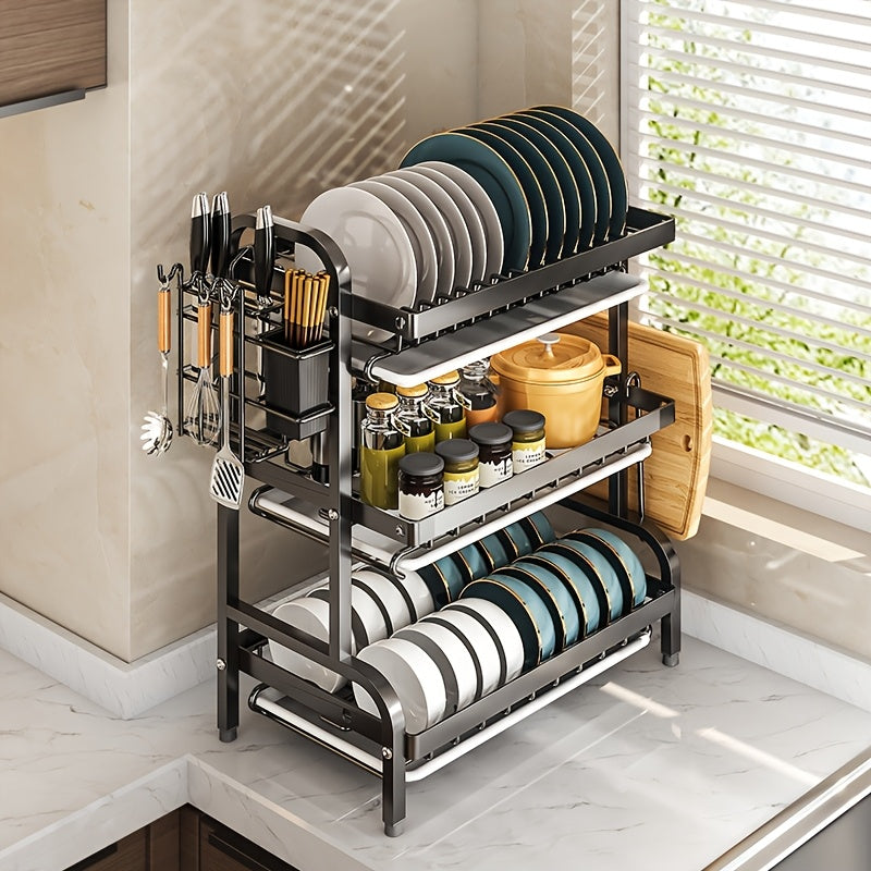Tier Dish Rack with Drainage and Separation for Dry and Wet Ware