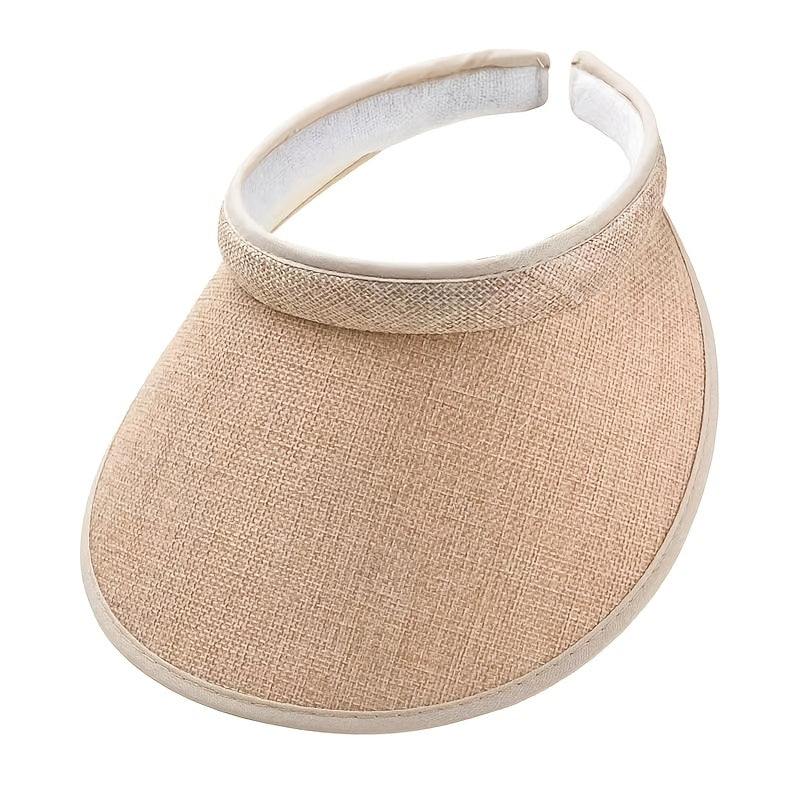 Solid Color Casual Visor Hat Wide Brim UV Protection