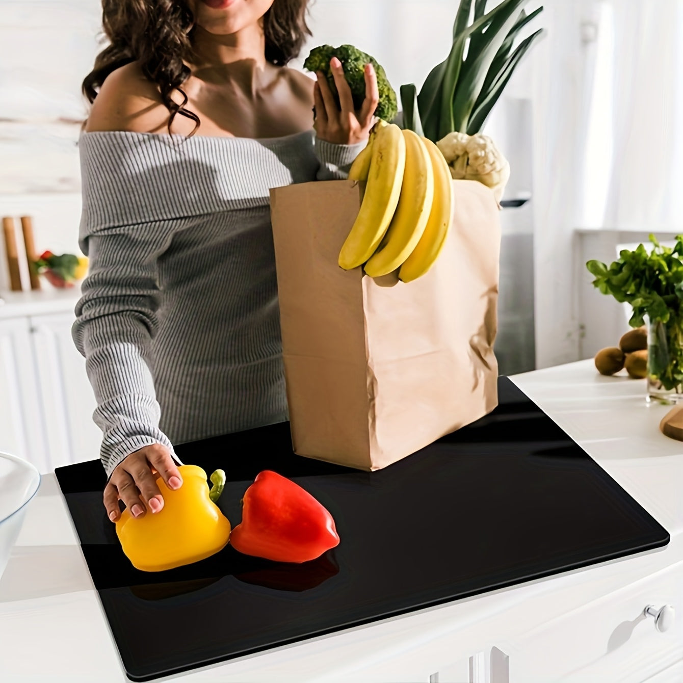 Large Black Cutting Board with Lip Edge