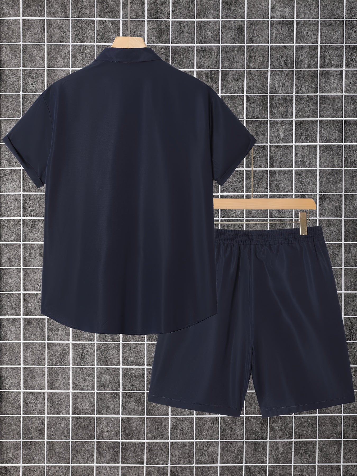 Men'S 2pcs Summer Set, Casual Print Short Sleeve Button- Shirt and Shorts