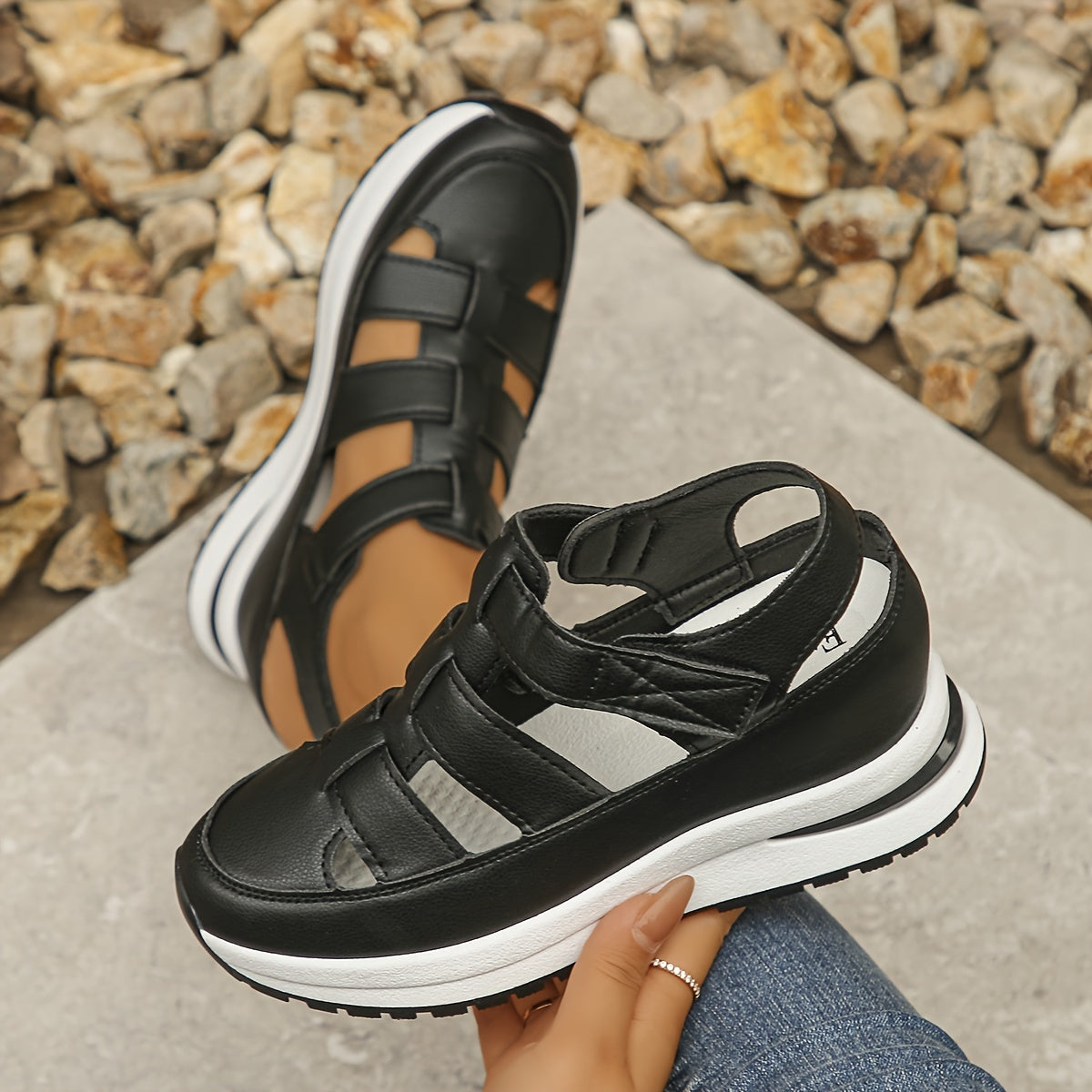 Womens Soft Sole Platform Sandals, Round Toe Comfortable Casual Walking Shoes