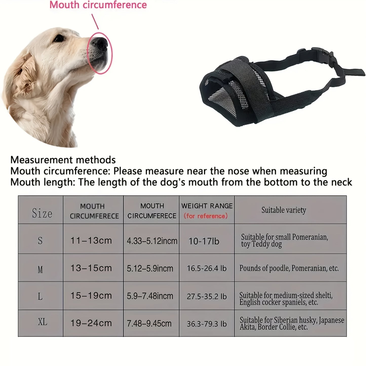 Adjustable Dog Muzzle - Breathable Polyester