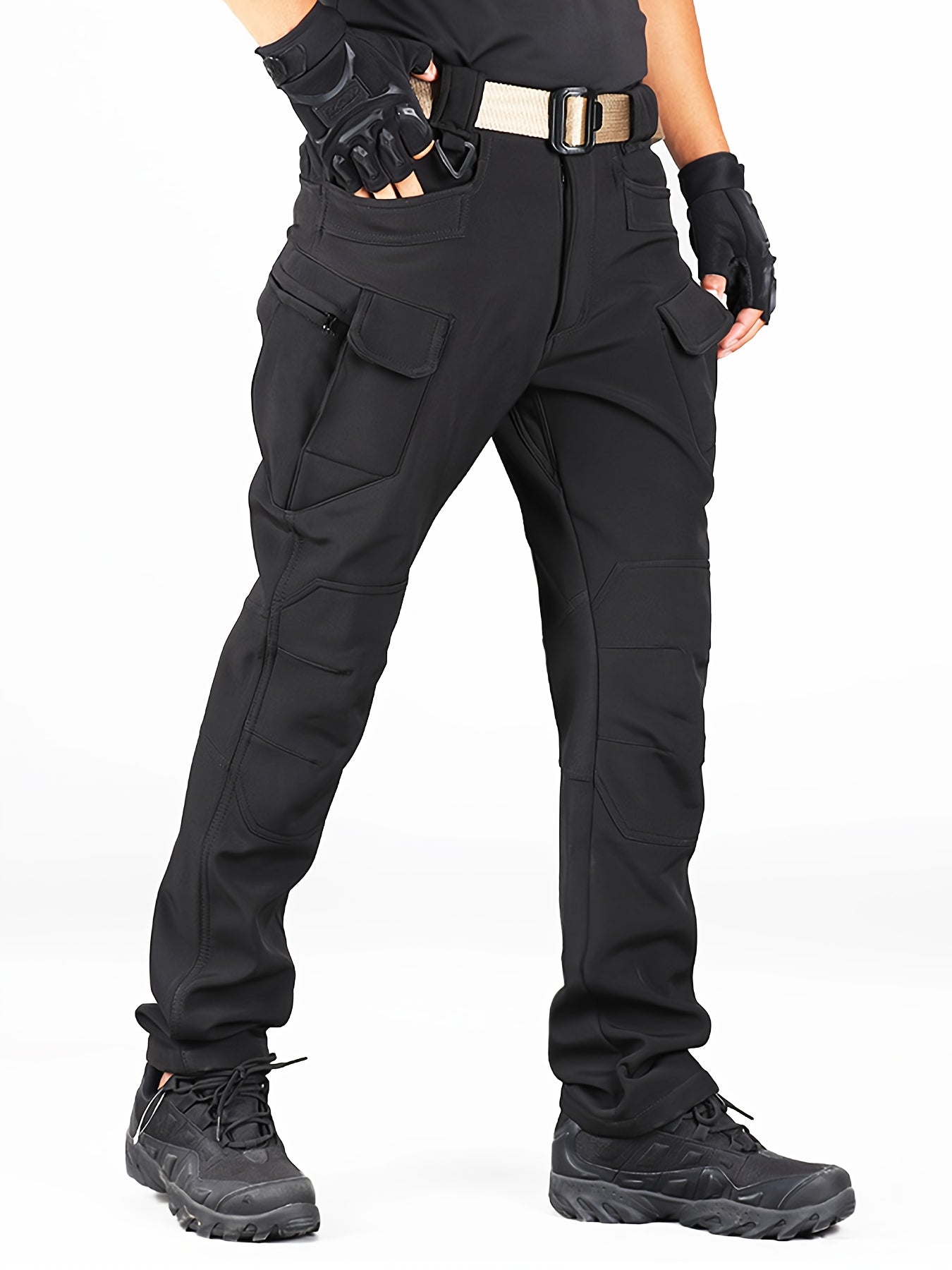 Men'S Fleece-Lined Work Pants - Thick, Tactical, Multi-Pocket Design