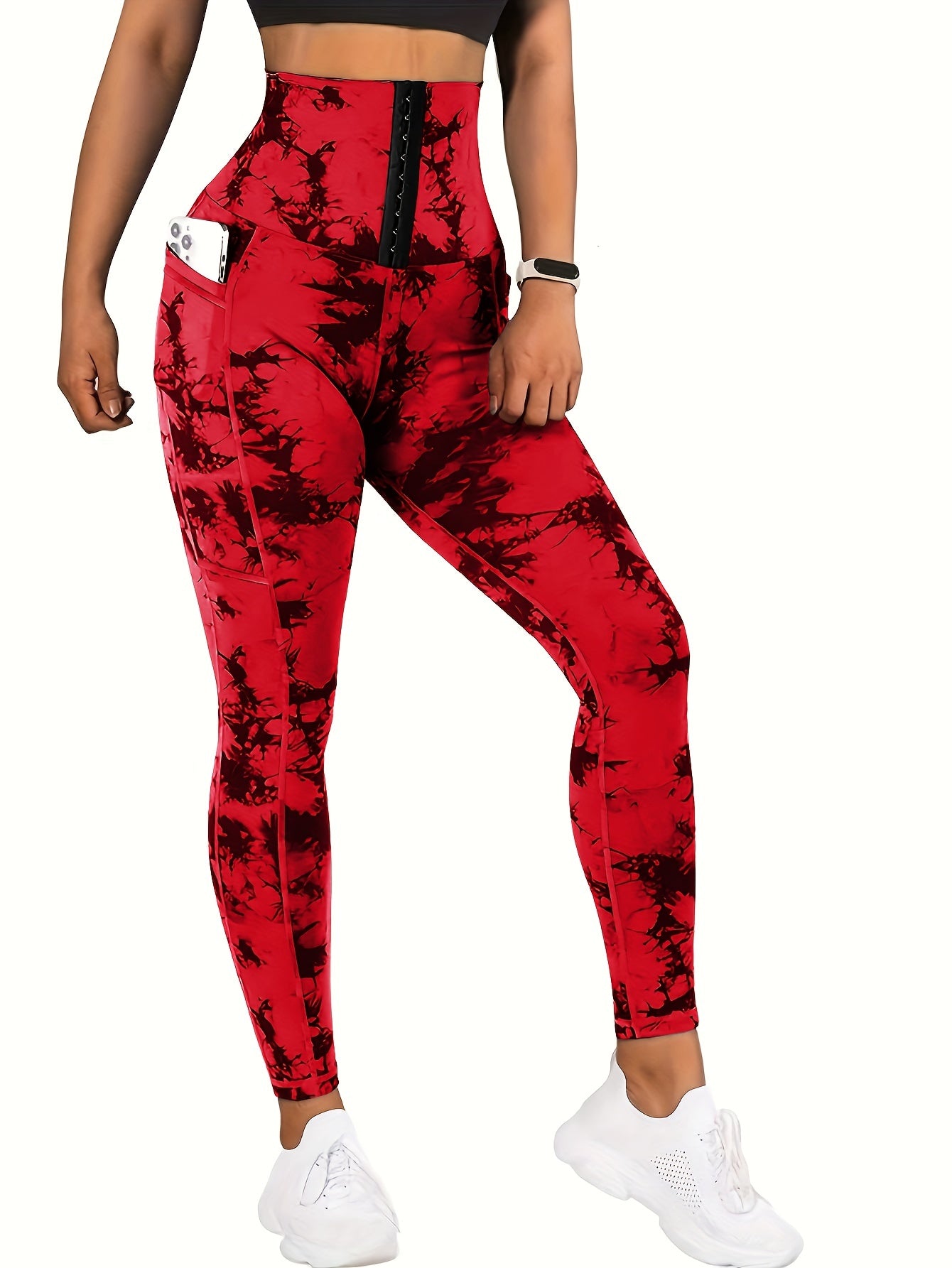 Women'S Tie-Dye Print High-Waisted Tummy Control Pants with Front Zipper