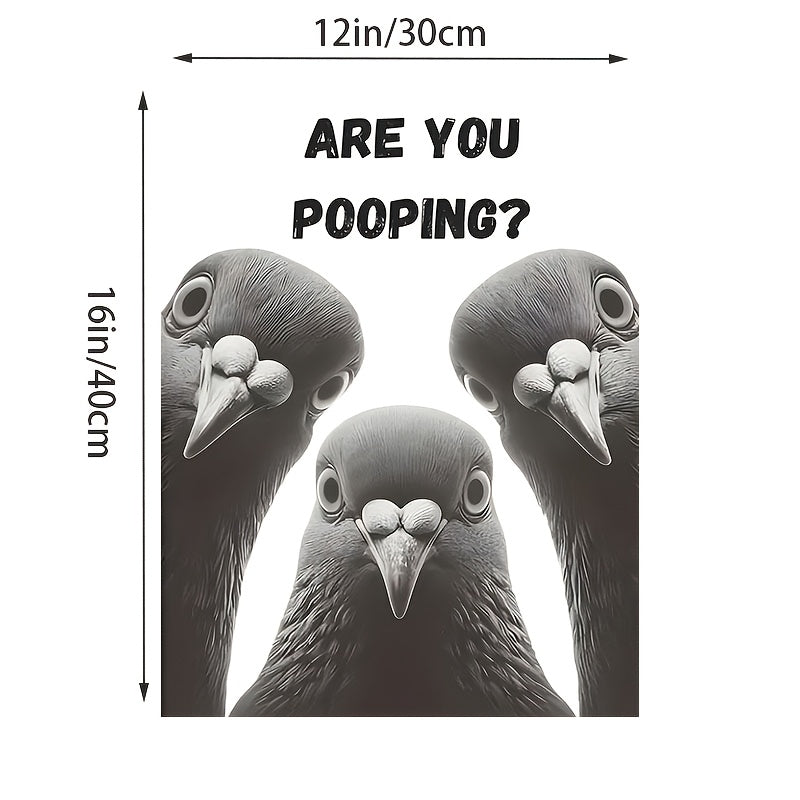 Funny Pigeon Bathroom Canvas Print Poster