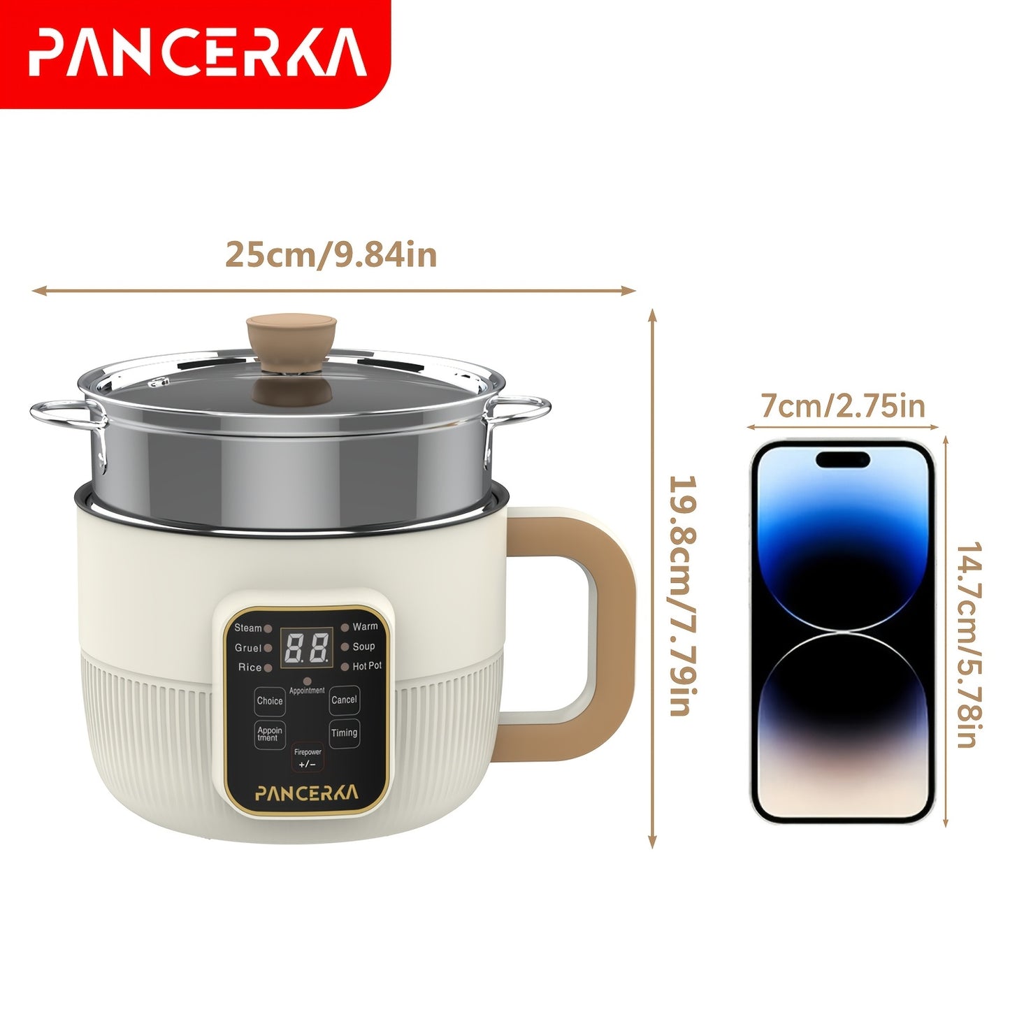 1.0L Multifunctional Non-Stick Steamer with Intelligent Mechanical Buttons