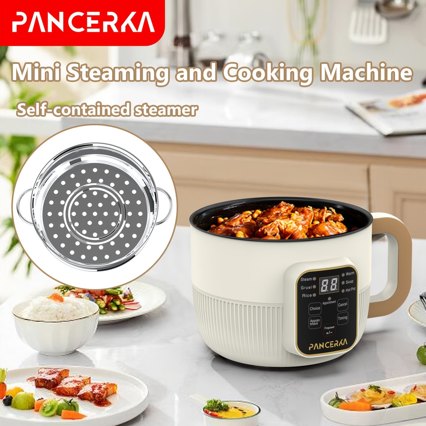 1.0L Multifunctional Non-Stick Steamer with Intelligent Mechanical Buttons