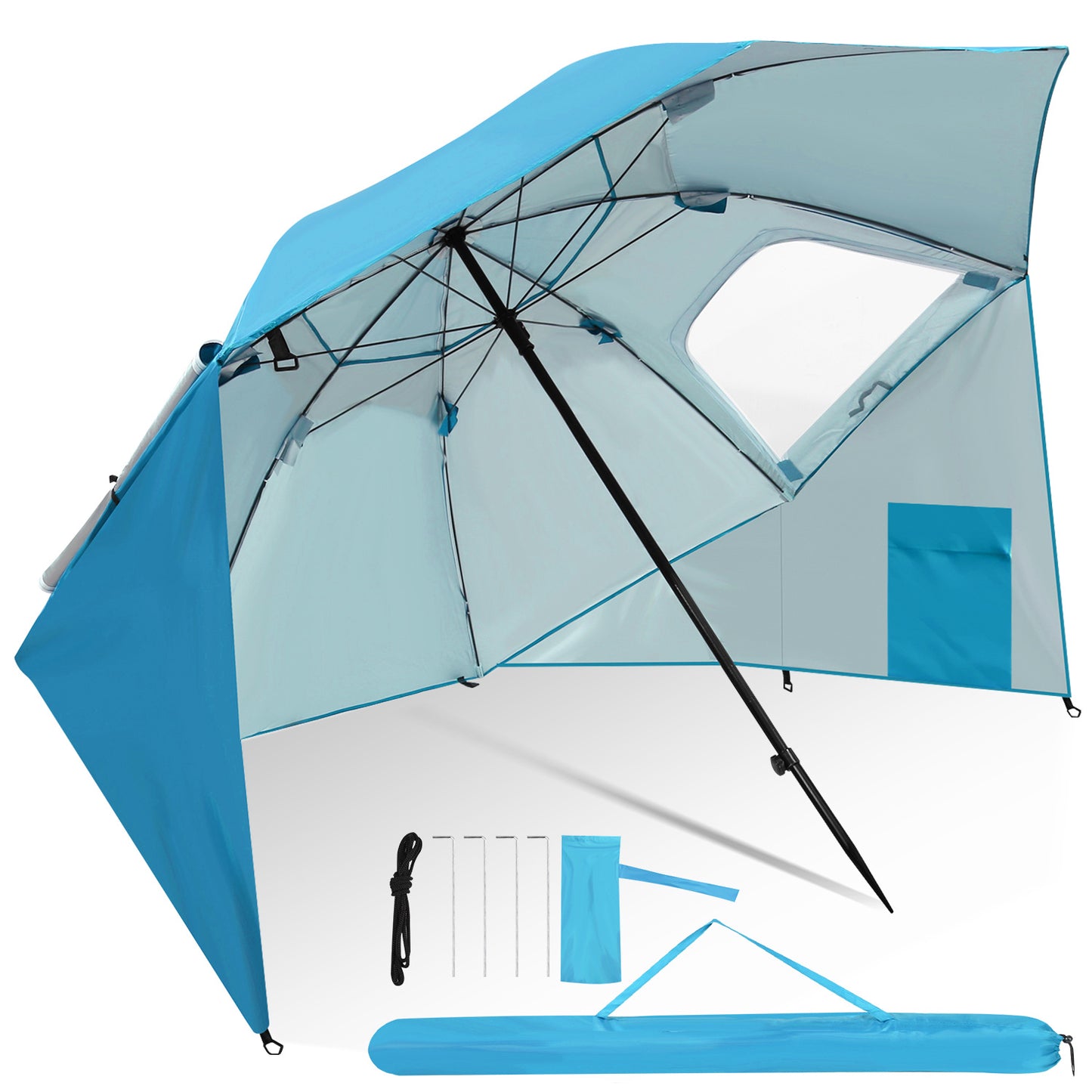 Parasols 2-in-1 Beach Tent Umbrella Heavy-Duty Sun Shelter