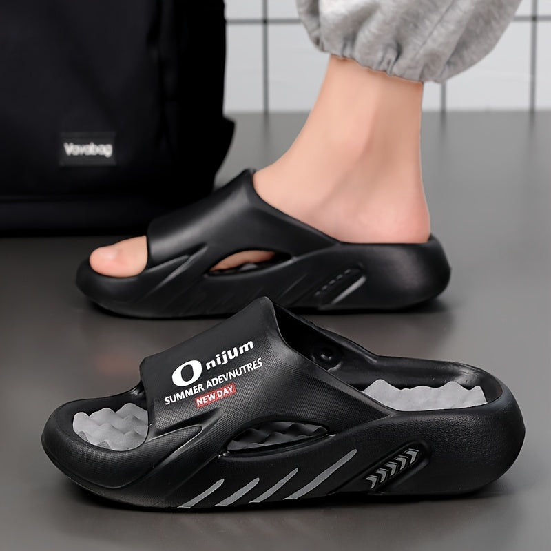 Men's Trendy Street Style Color Block Open Toe Breathable Chunky Slippers