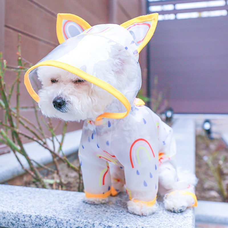 Waterproof Pet Raincoat with Rainbow Pattern for Small