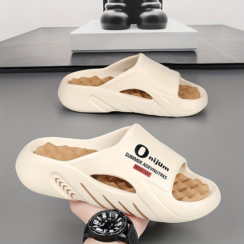 Men's Trendy Street Style Color Block Open Toe Breathable Chunky Slippers