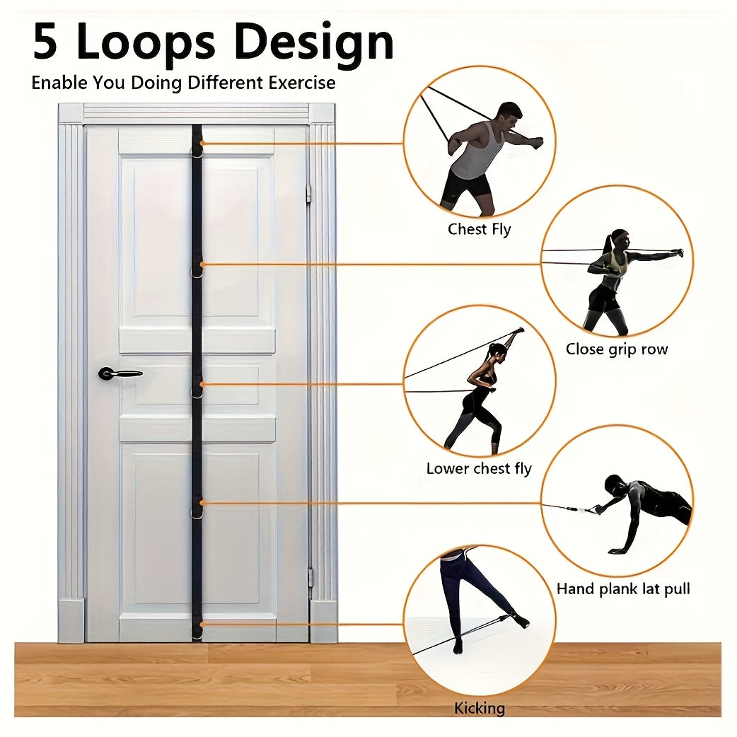 1 Multifunctional Home Fitness Elastic Resistance Band with Multi-Point Door Anchor