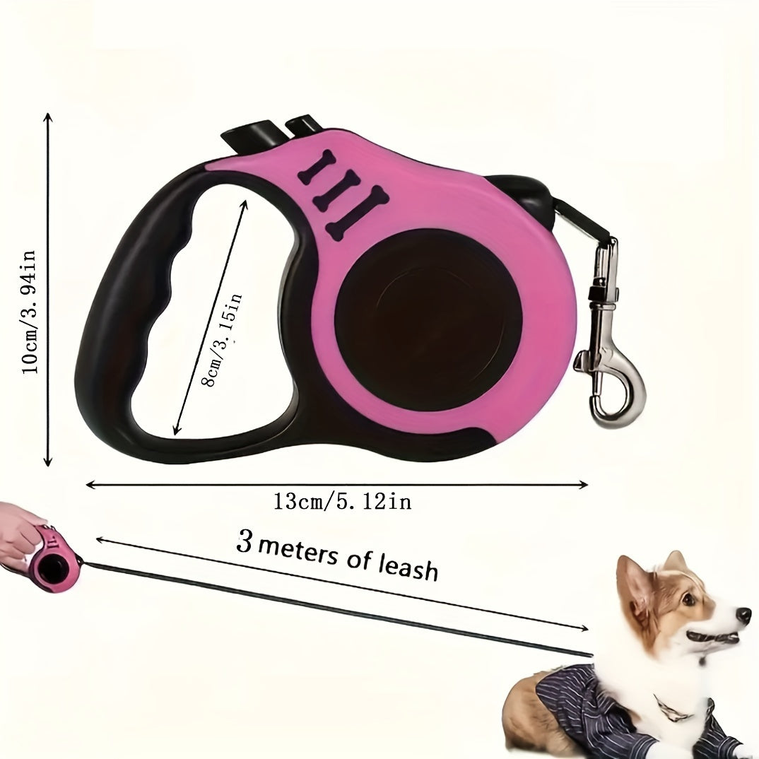 Durable Dual-Button Retractable Dog Leash, Polyamide Material