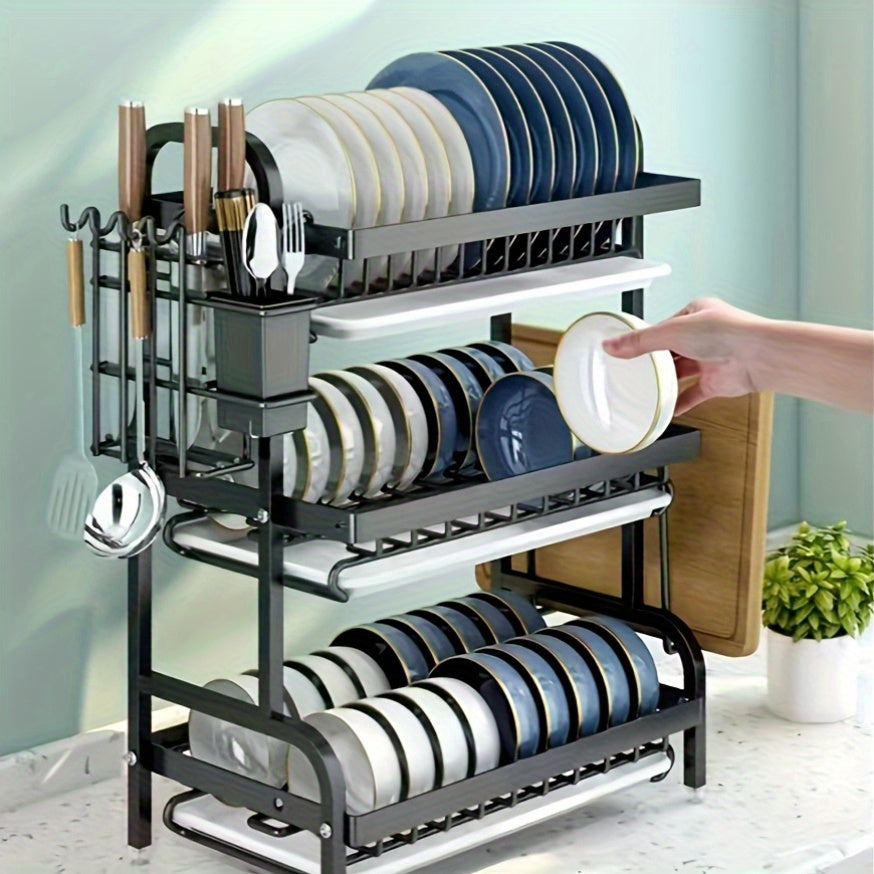 Tier Dish Rack with Drainage and Separation for Dry and Wet Ware
