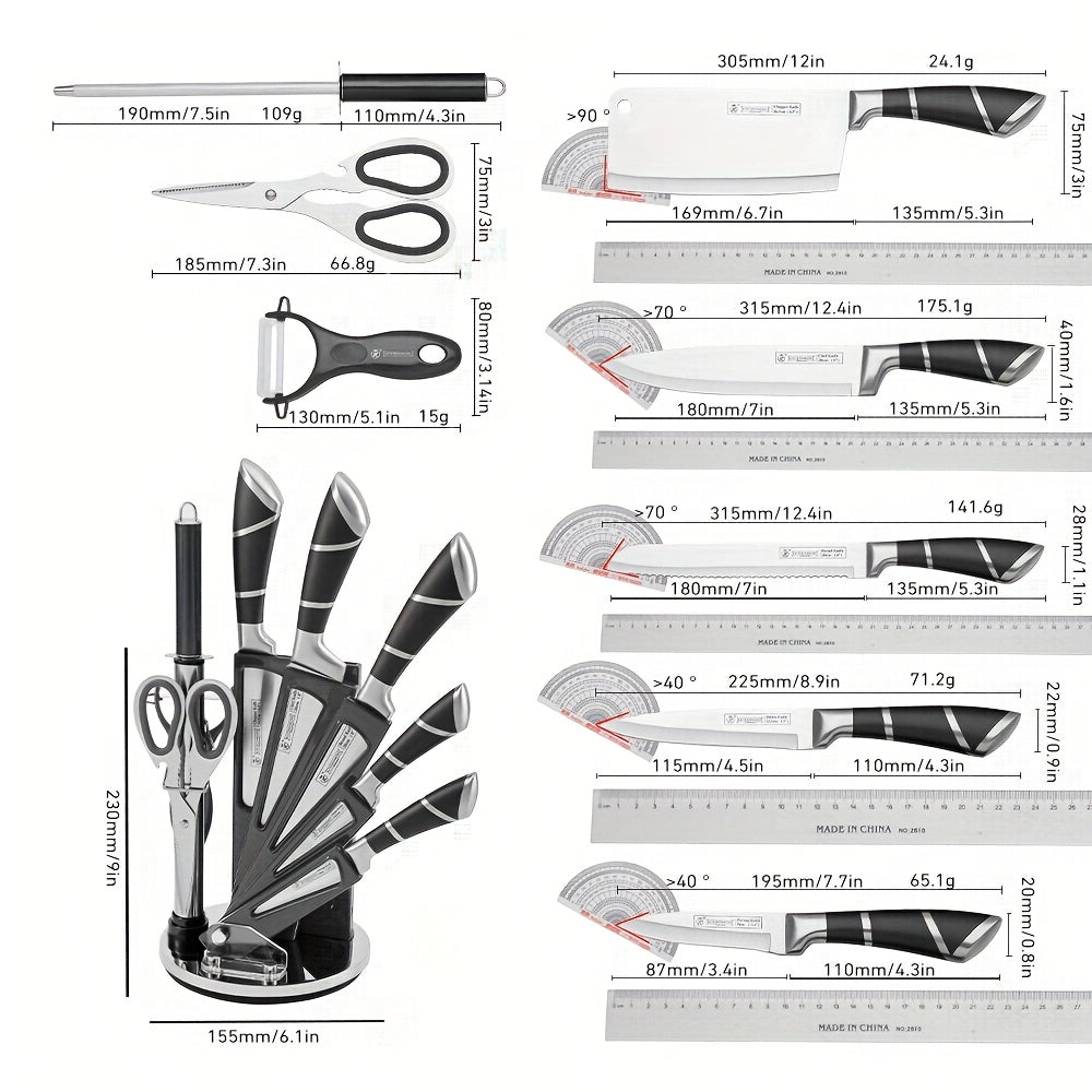 Set Cuțite 9 piese – Oțel Inoxidabil Carbon
