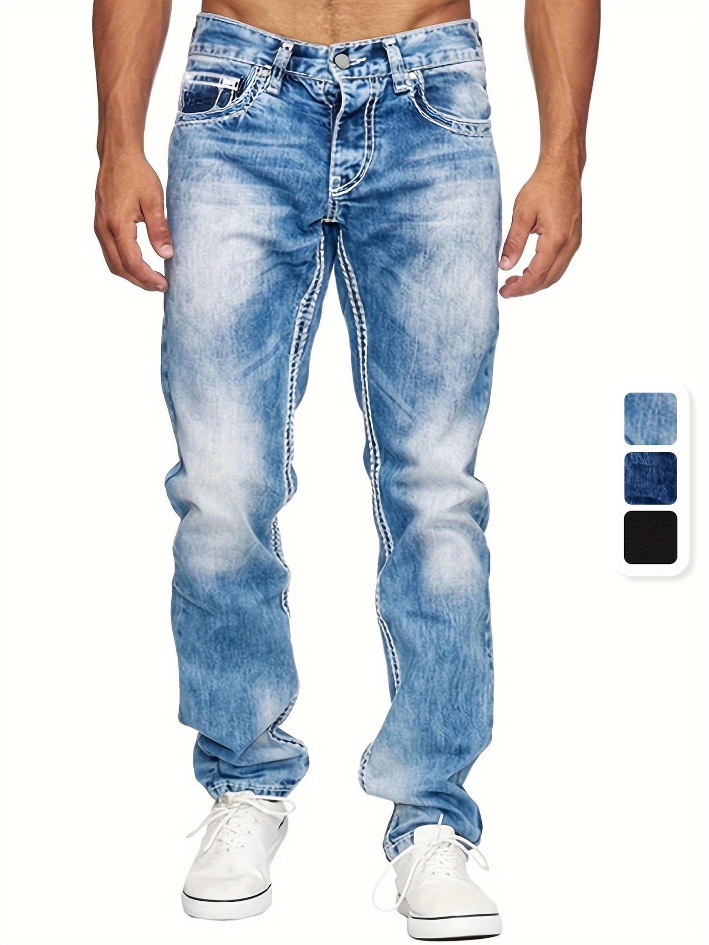 Men's Stretch Denim Jeans, Slim Fit Straight-Leg