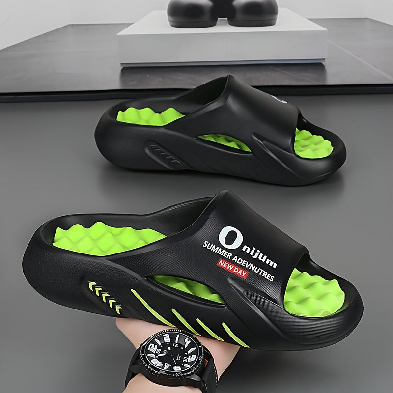 Men's Trendy Street Style Color Block Open Toe Breathable Chunky Slippers