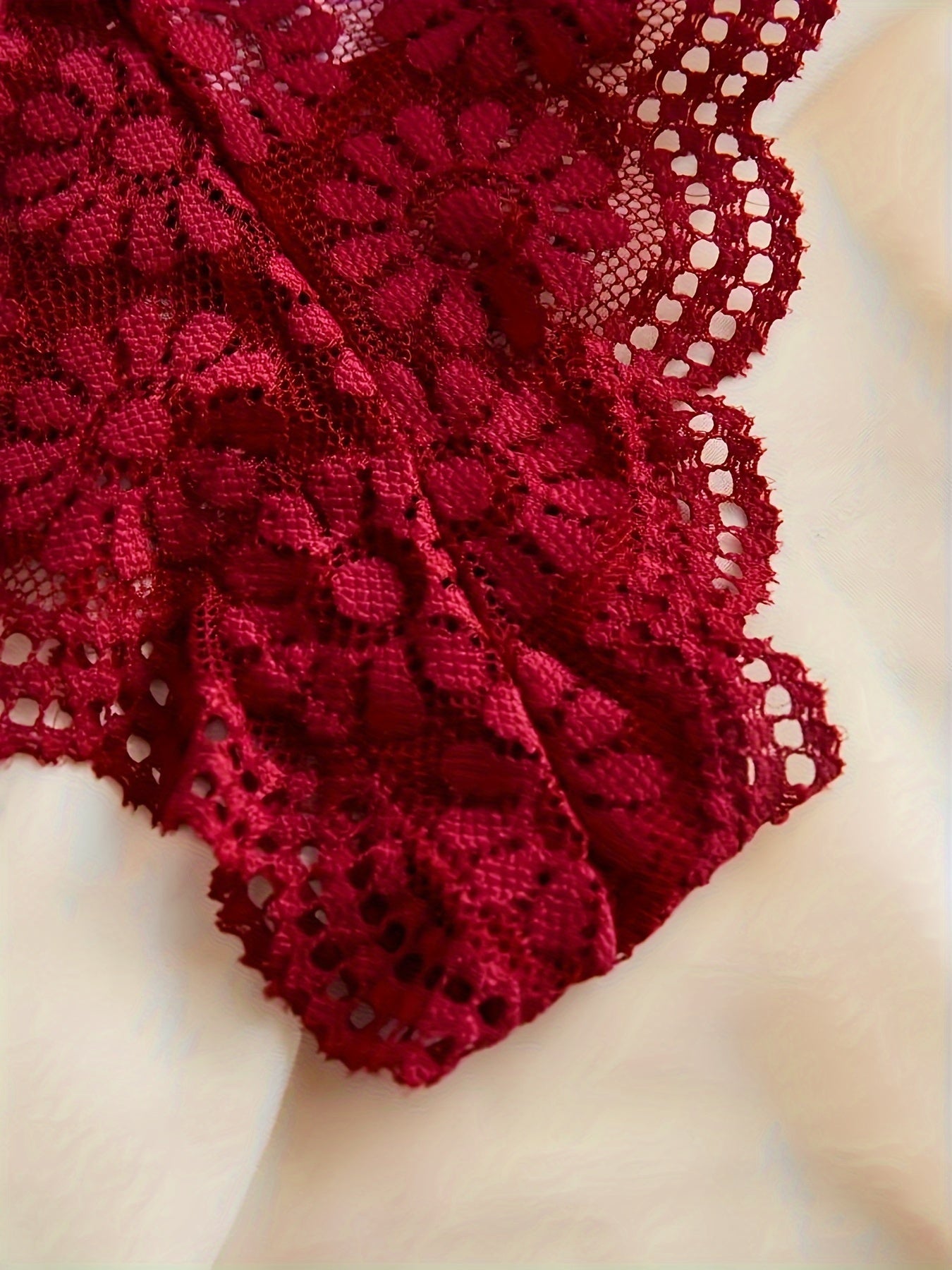 3pcs Comfortable & Breathable Lace Bra Set with Scallop Embellishments