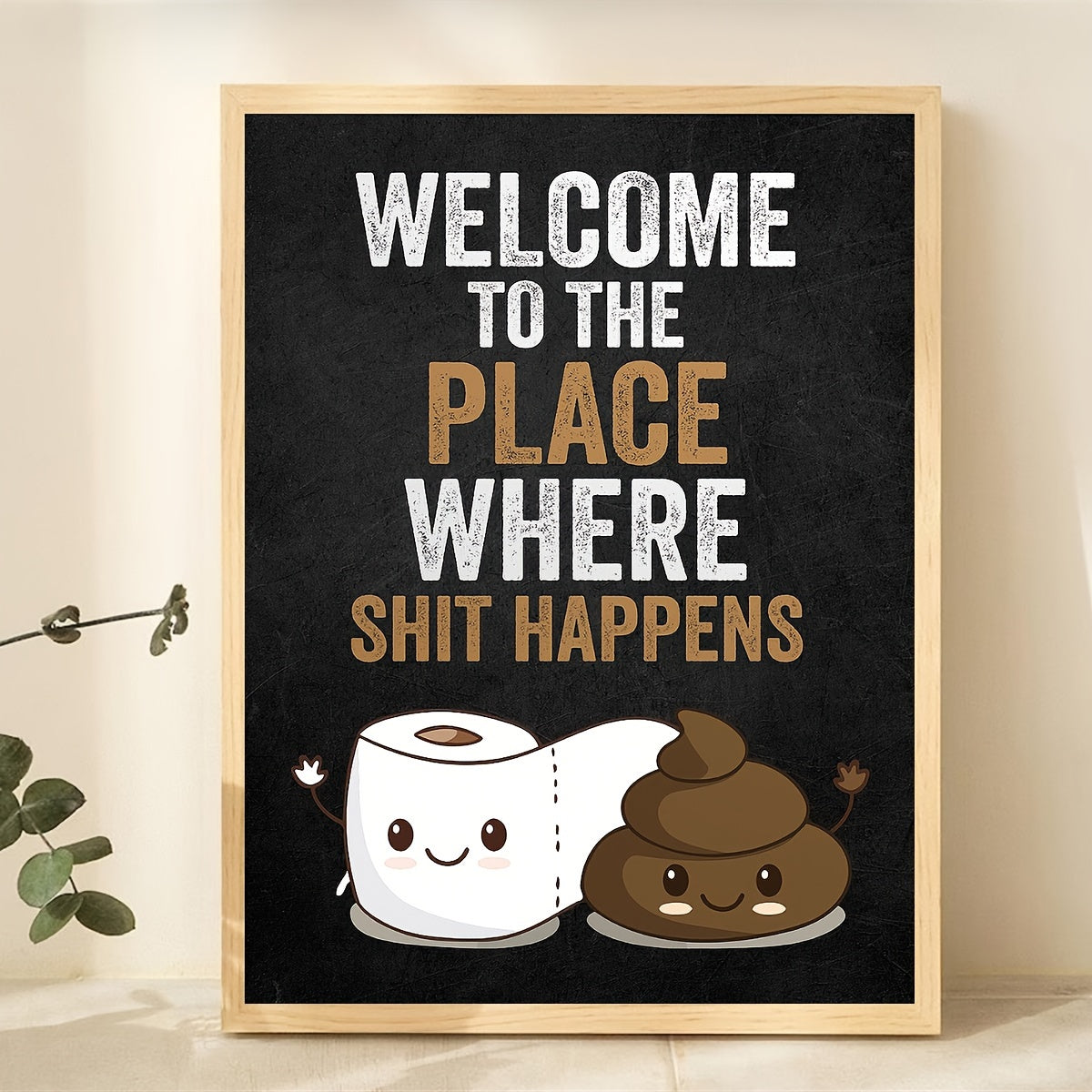 1pc Humorous Frameless Bathroom Canvas Art Print, 30.48x40.64 cm