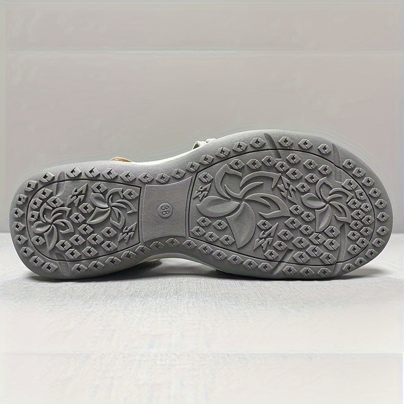Women's Sporty Flat Sandals with Hook-and-Loop Fastener