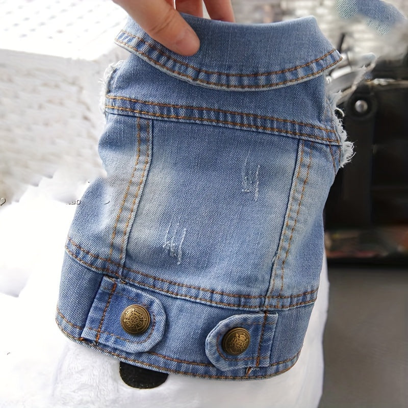 Chic Retro Denim Dog Vest for Small Breeds