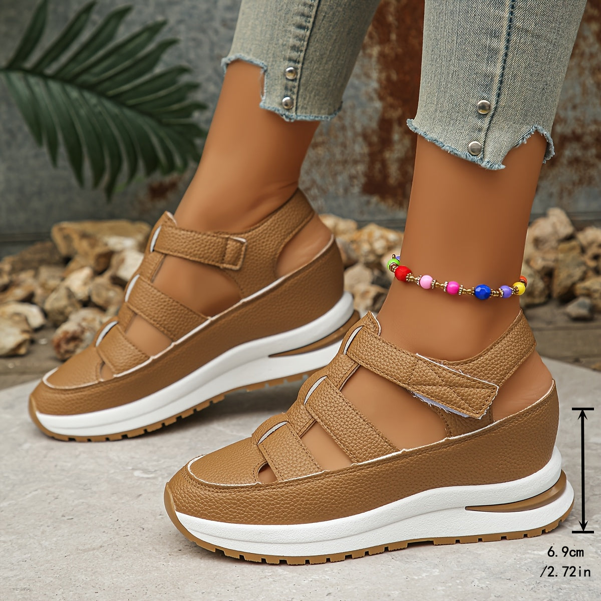Womens Soft Sole Platform Sandals, Round Toe Comfortable Casual Walking Shoes