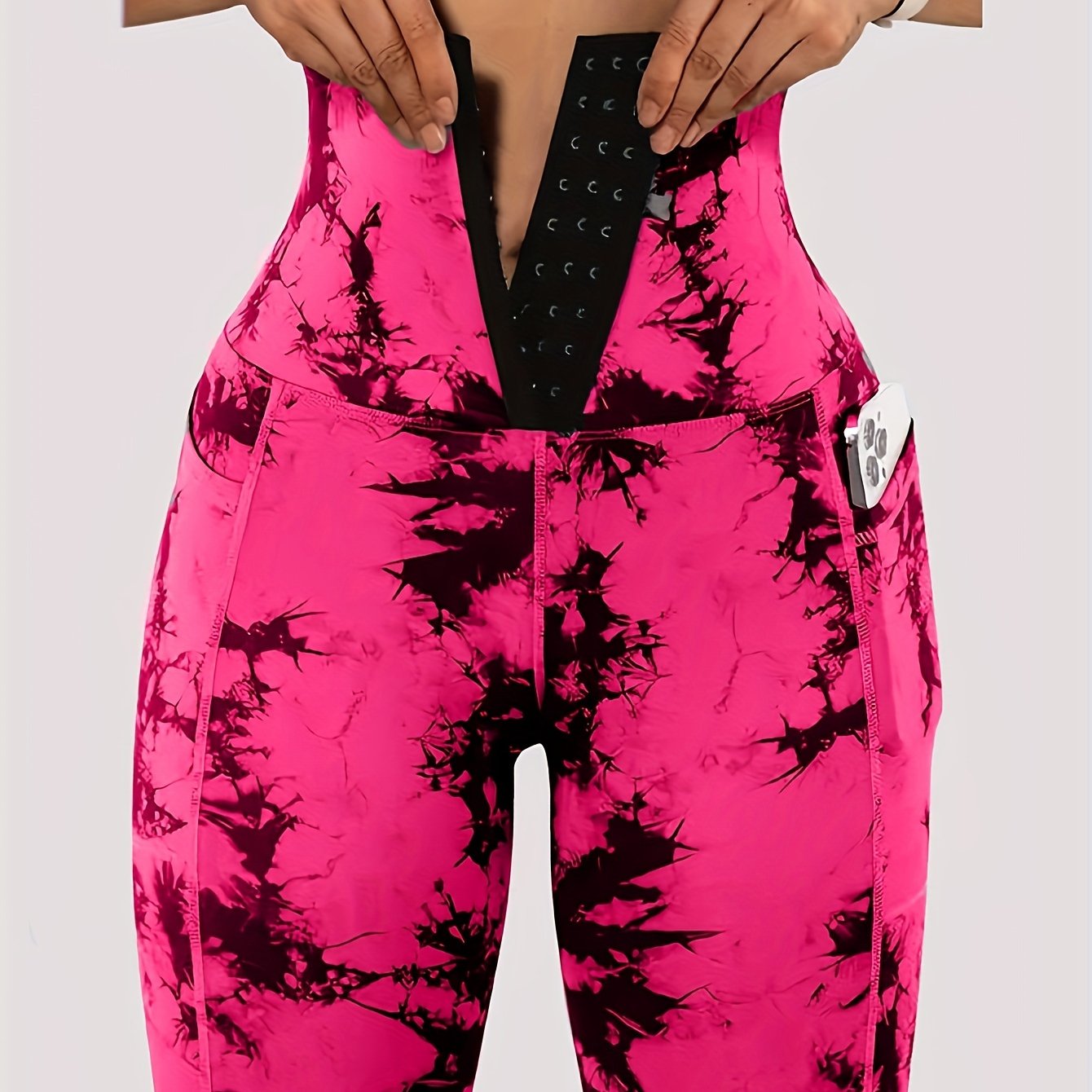 Women'S Tie-Dye Print High-Waisted Tummy Control Pants with Front Zipper