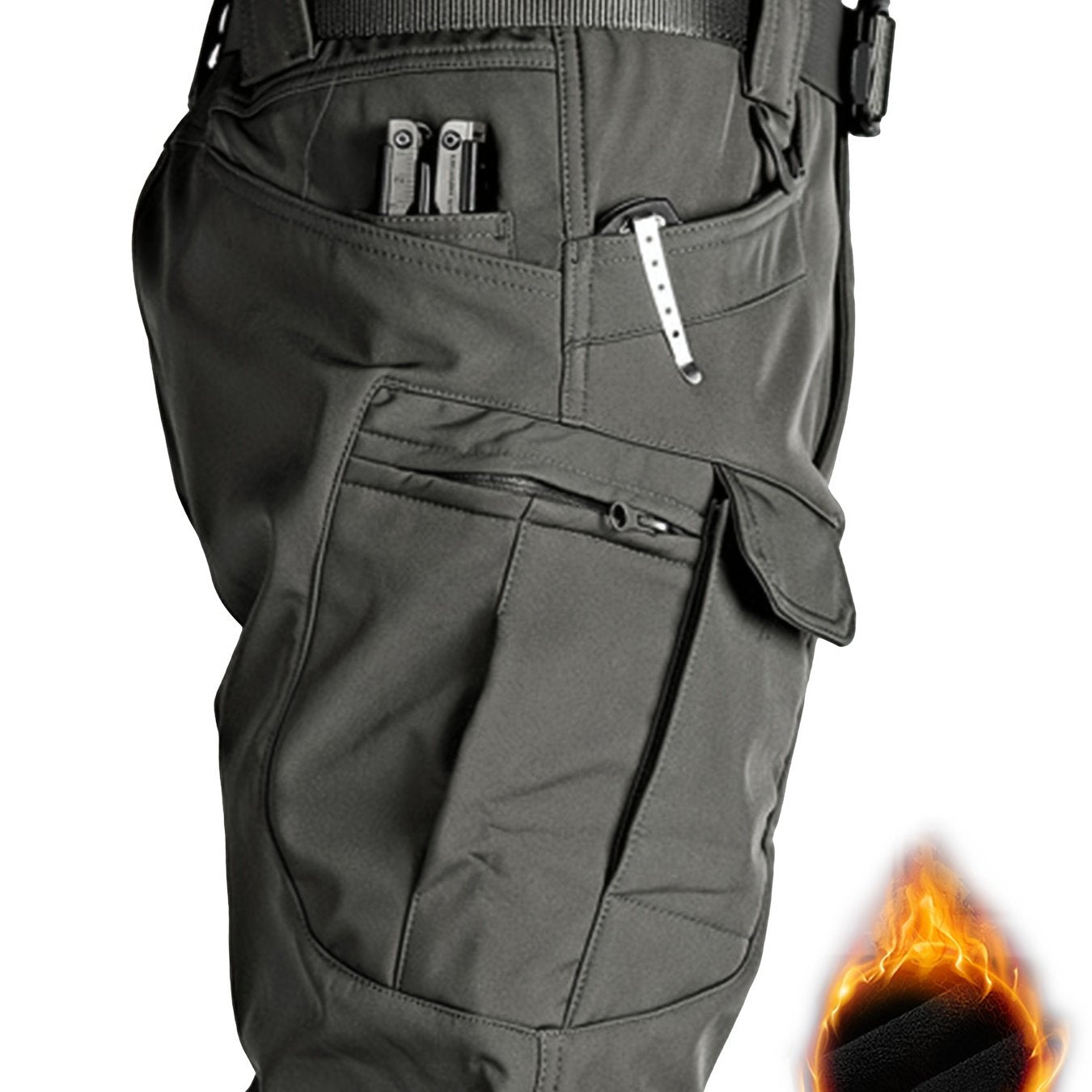 Men'S Fleece-Lined Work Pants - Thick, Tactical, Multi-Pocket Design