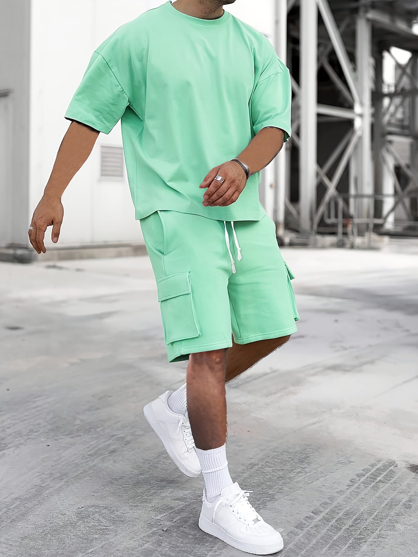 Men's Beige Casual Sportswear Set