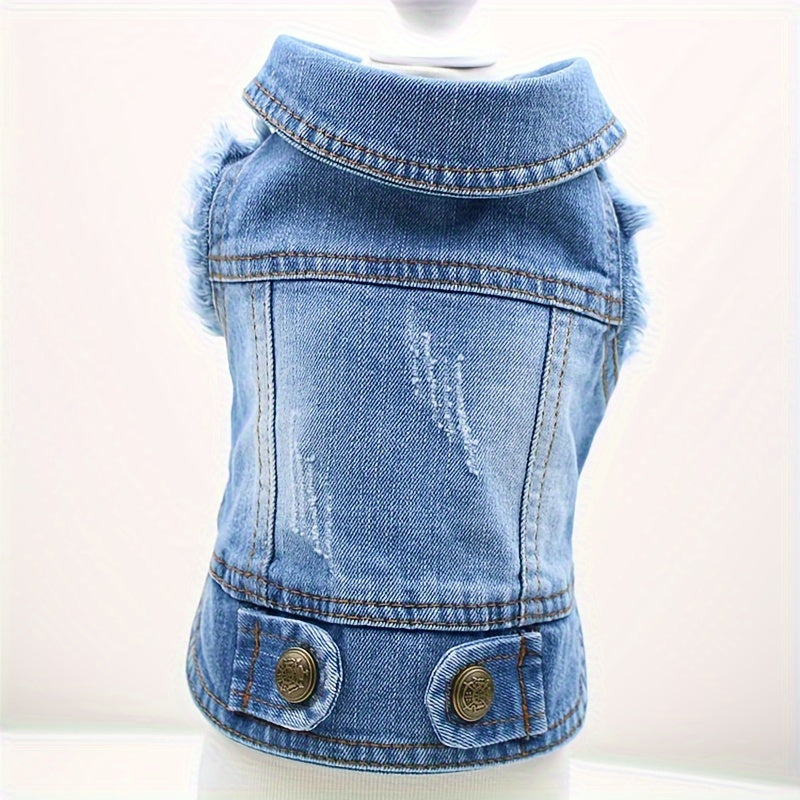 Chic Retro Denim Dog Vest for Small Breeds