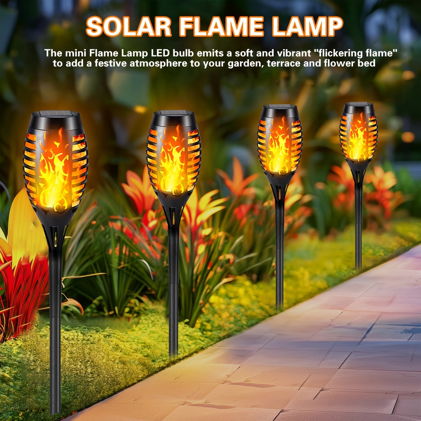 4/8/12pcs Solar Powered Flickering Flame Garden Lights