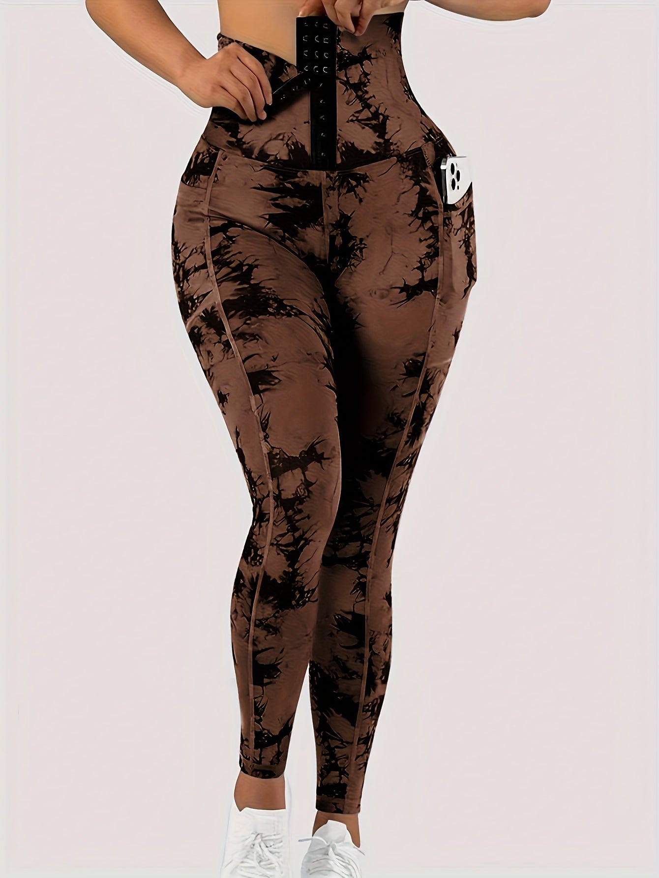 Women'S Tie-Dye Print High-Waisted Tummy Control Pants with Front Zipper