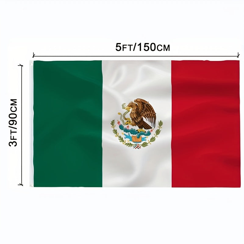 Mexican Flag With Brass Grommet, 3x5 Feet