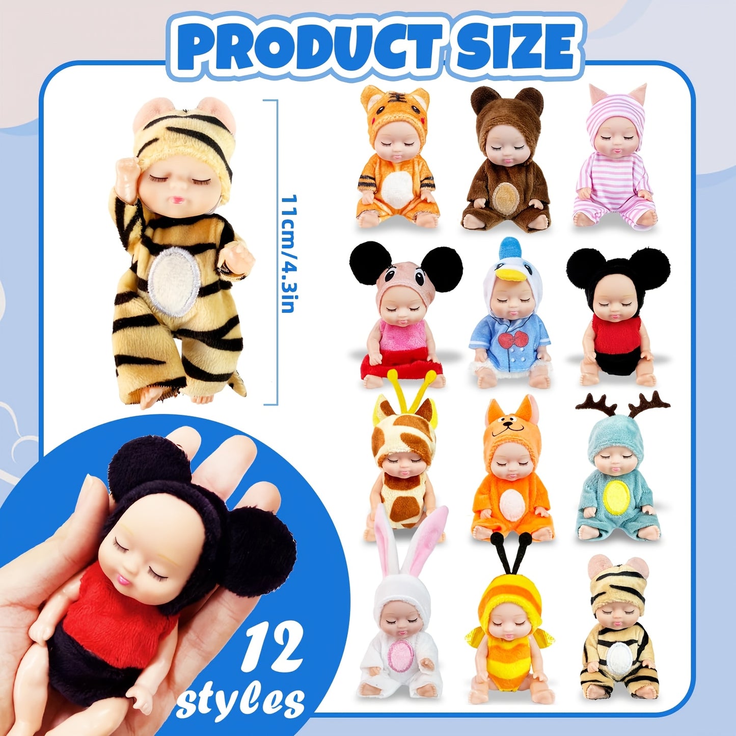 10pcs Mini Children's Dolls, 4-inch Realistic Animal Costume Dolls