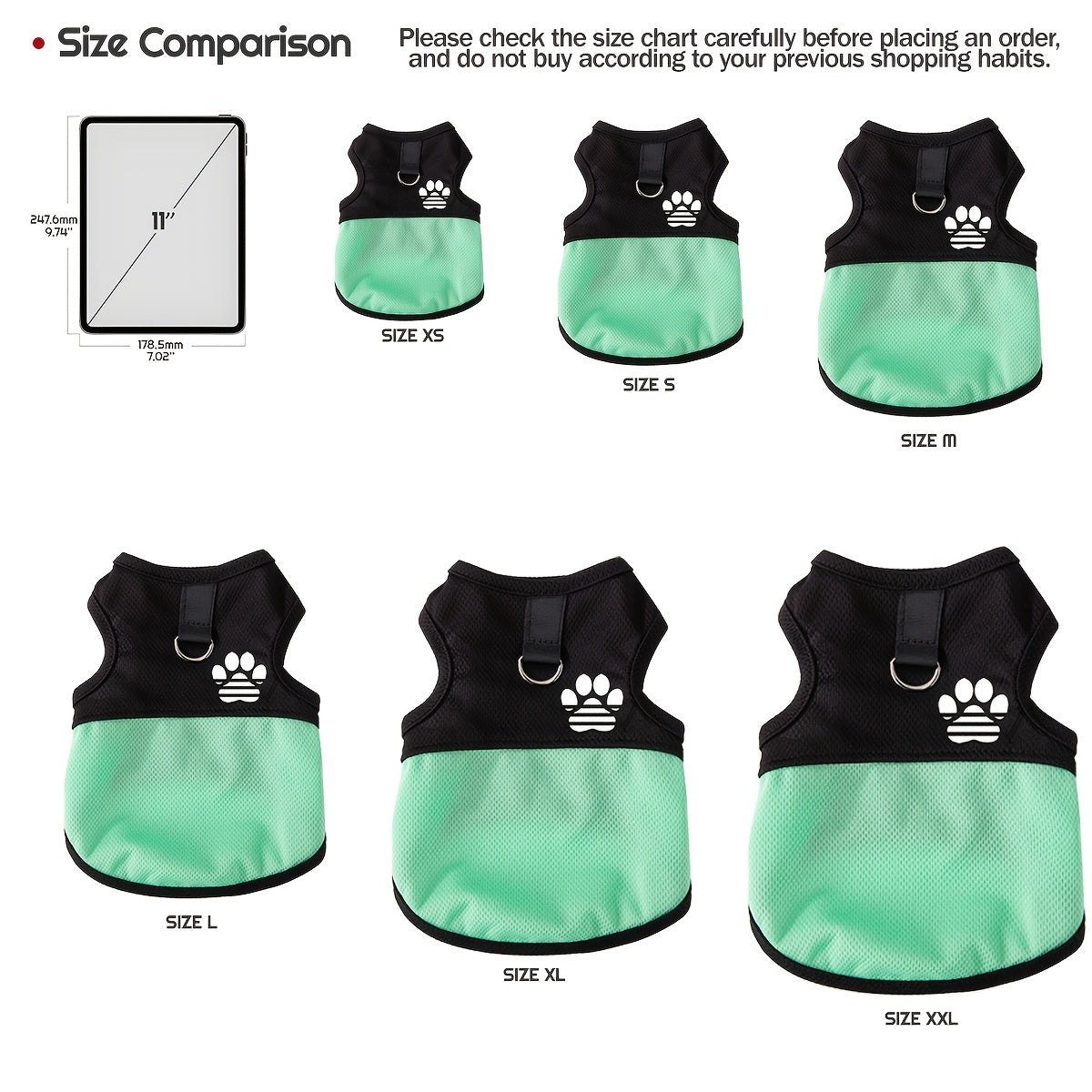 Breathable Mesh Dog Vest with Paw Print