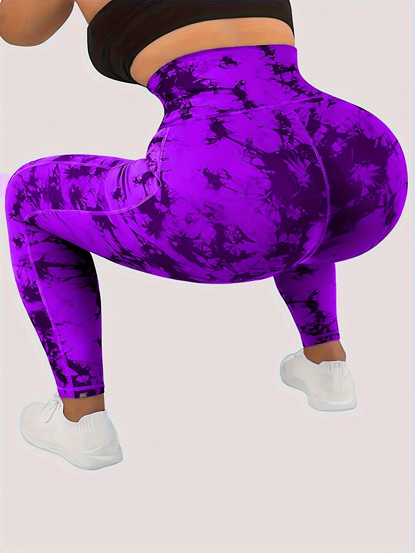 Women'S Tie-Dye Print High-Waisted Tummy Control Pants with Front Zipper