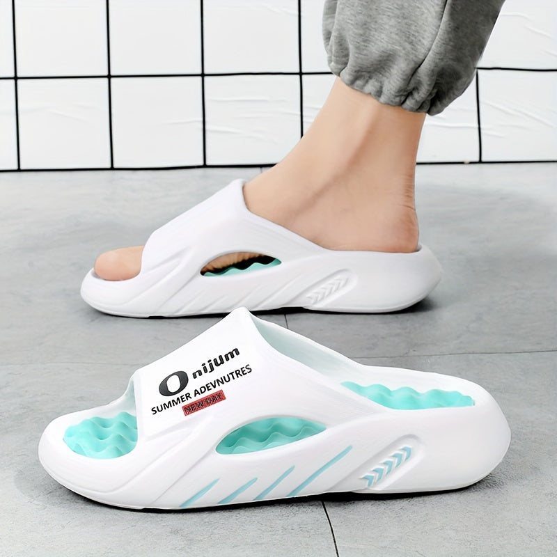 Men's Trendy Street Style Color Block Open Toe Breathable Chunky Slippers