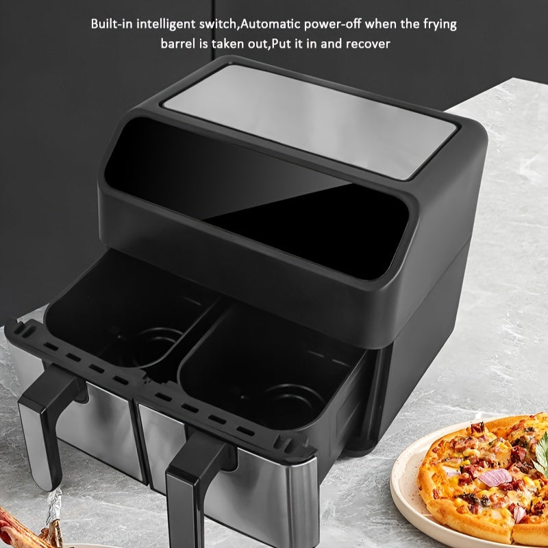 Double Layer Hot Air Fryer, 2 Coșuri de 4L