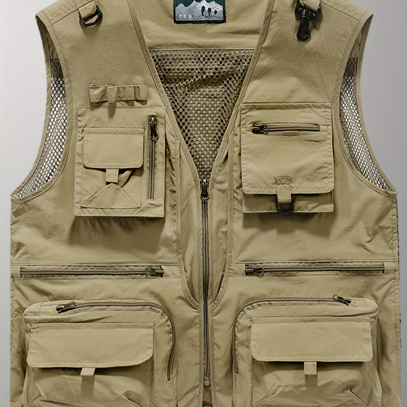 Men's Trendy Zip Up V Neck Vest With Zipper Multi-Pocket