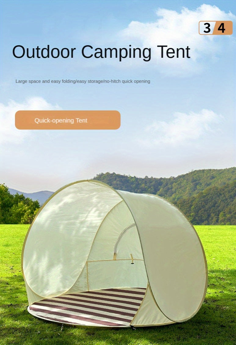 3-4 Person Outdoor Beach Tent - Easy Setup, Foldable, Sunshade with Zipper Closure