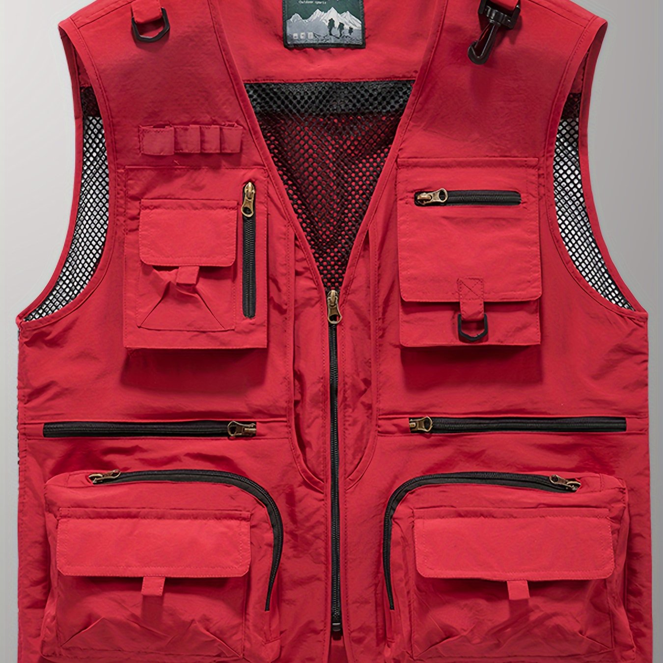 Men's Trendy Zip Up V Neck Vest With Zipper Multi-Pocket