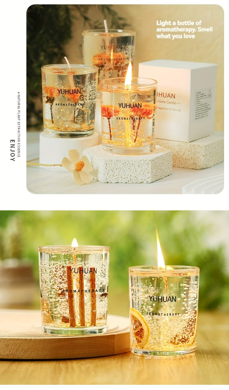 1pc 160g, burning time for 20 hours, real flower jelly scented candle