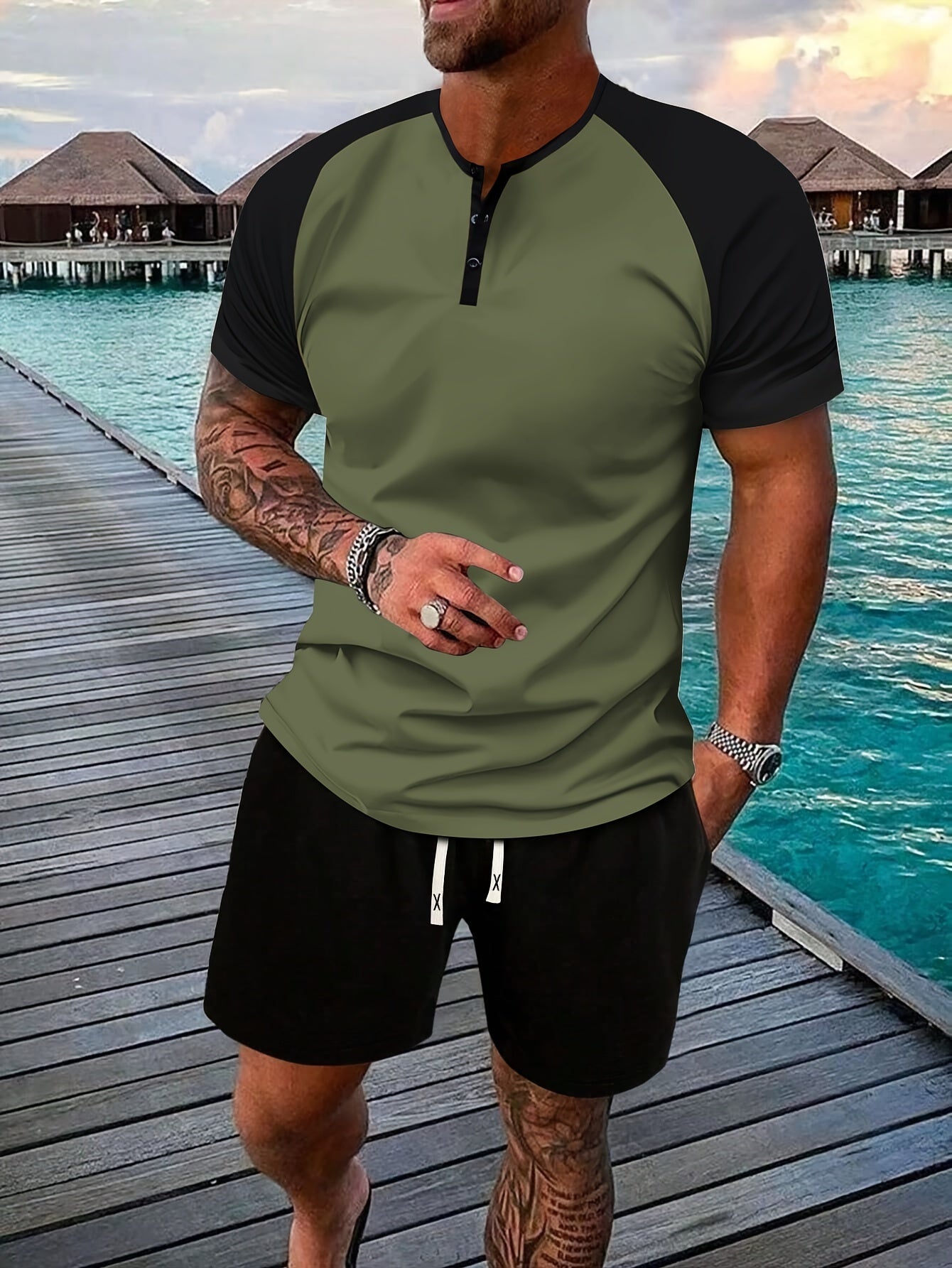 2-piece Men's Casual Summer Vacation Outfit Set