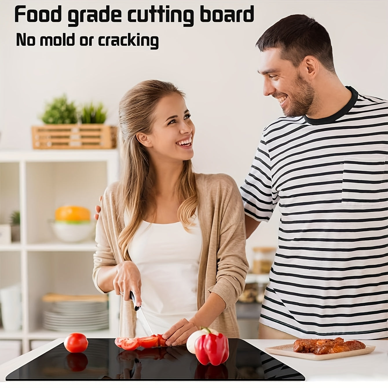 Large Black Cutting Board with Lip Edge