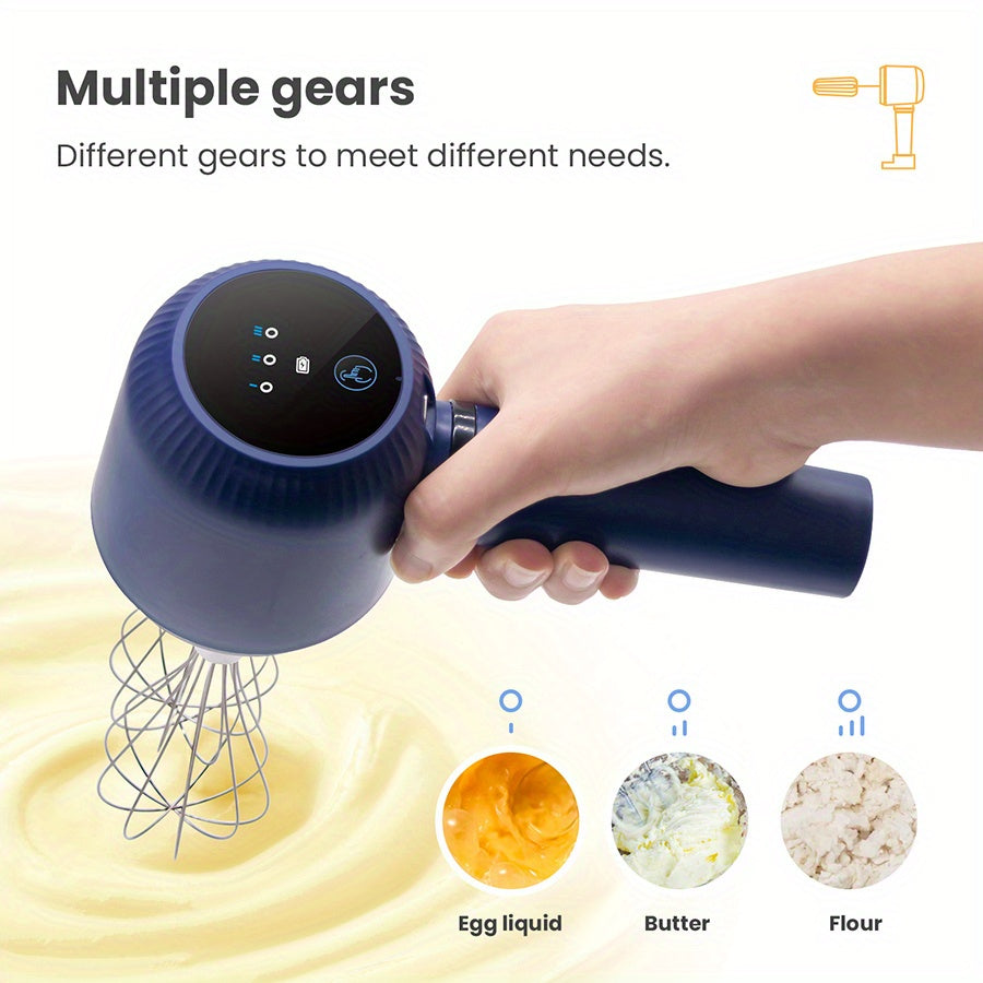 USB Rechargeable Cordless Electric Hand Mixer with Dual Whisk Heads