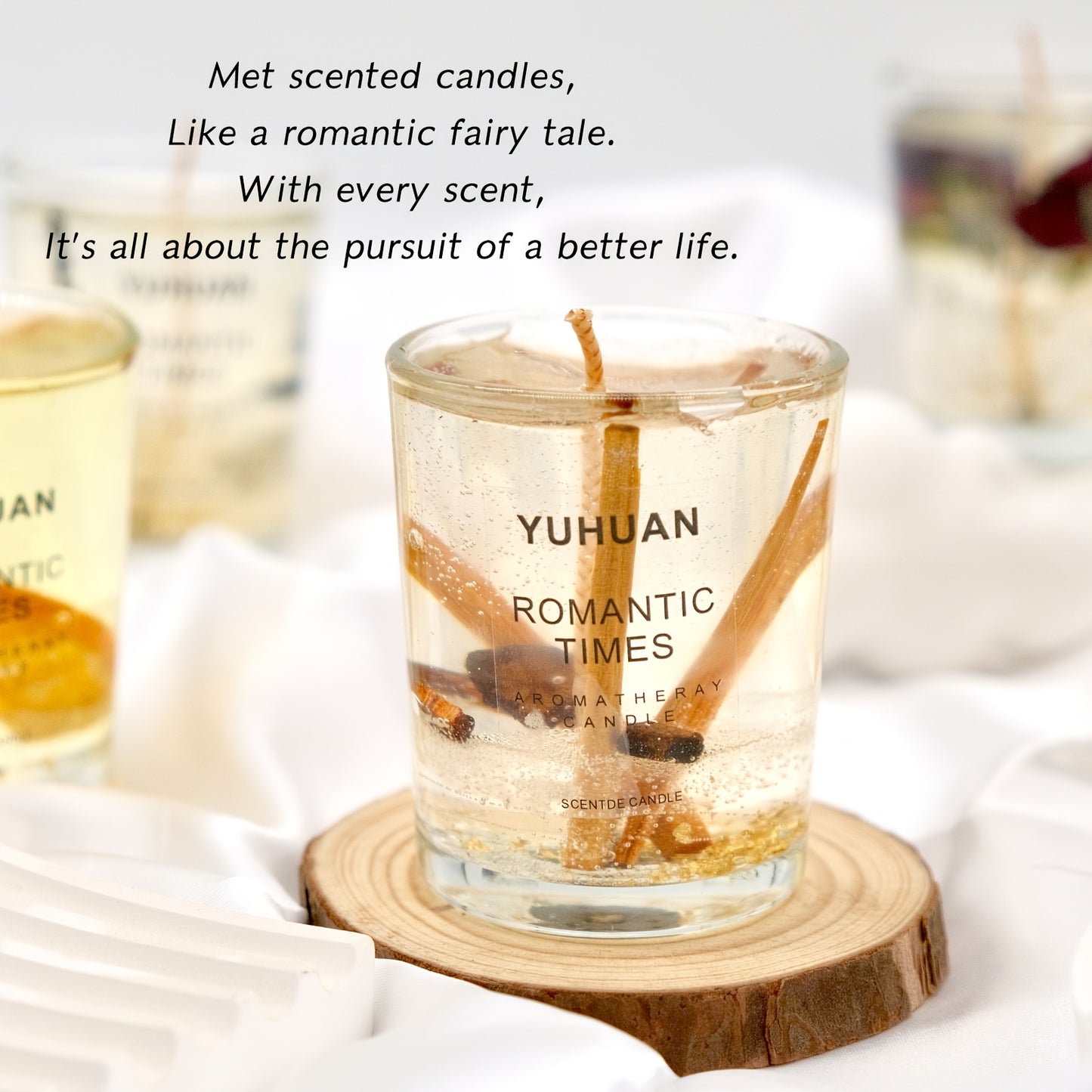 1pc 160g, burning time for 20 hours, real flower jelly scented candle