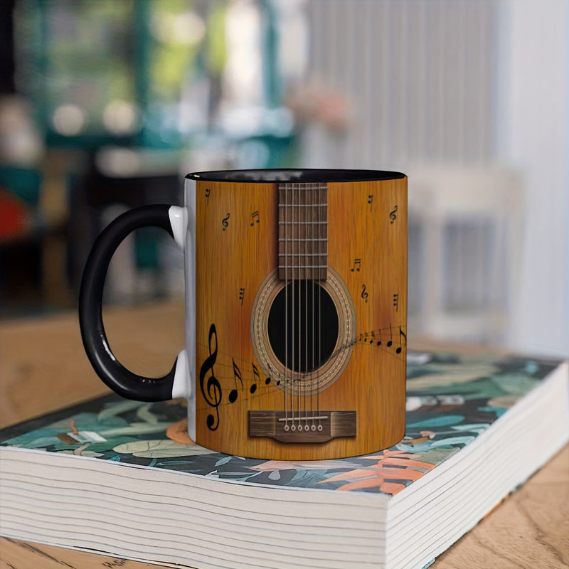 1pc creative guitar pattern coffee mug